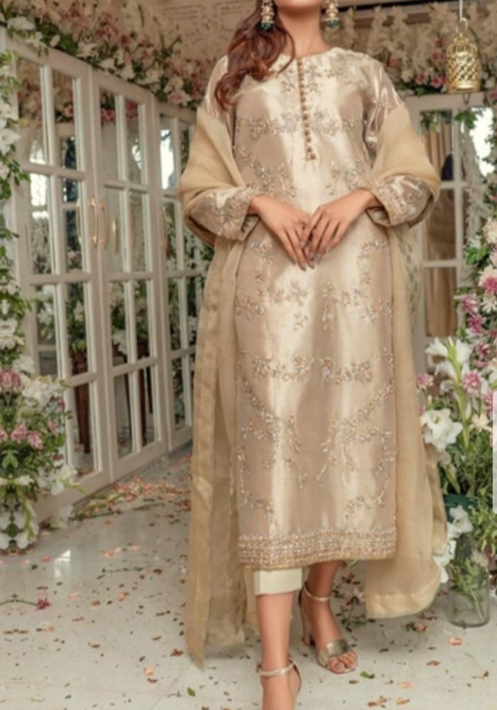 Golden Radiance Embroidered 3-Piece Suit