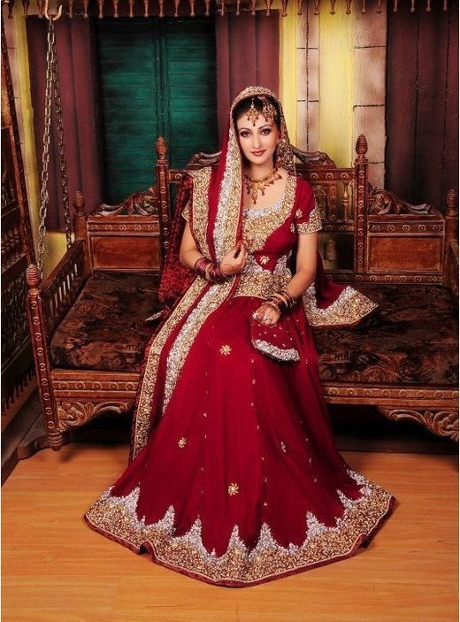 Ruby Red Embroidered Lehenga