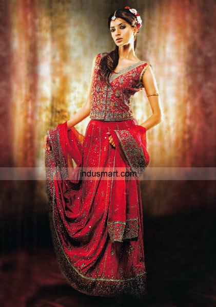 Crimson Couture: Embroidered Red Suit