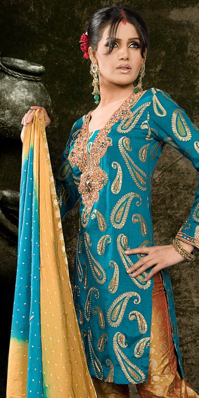 Azure Dream: Sky Blue Embroidered Suit